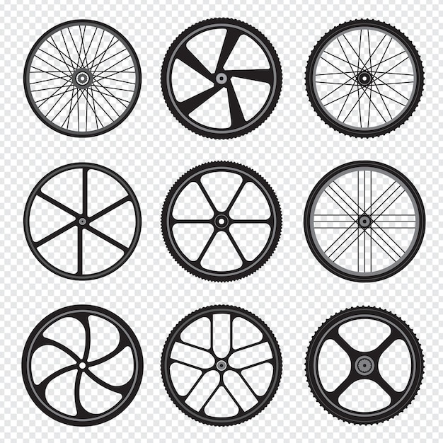 ベクトル 自転車の車輪。モーター自転車の丸い形の円の様式化されたフィットネス活動のシンボル..自転車へのゴム製歯車、マウンテンバイクの円の図