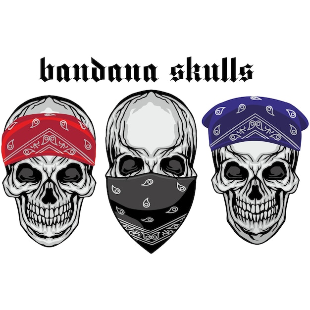 Premium Vector | Biker bandana with a skull vintage design t shirts