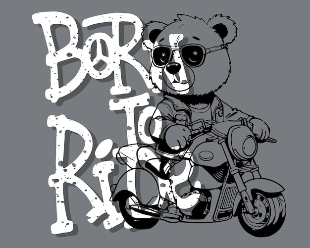 Biker beer met zonnebril rijden motorfiets Contour kunst vectorillustratie