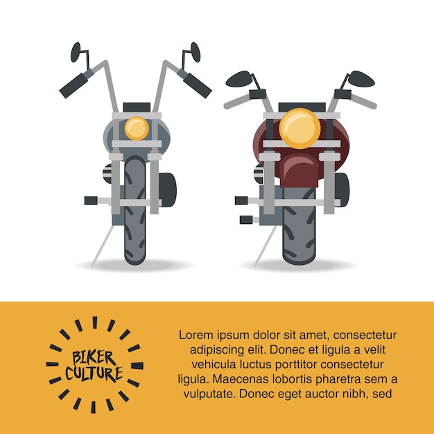 Biker culture infographic presentation with motorcycles icon