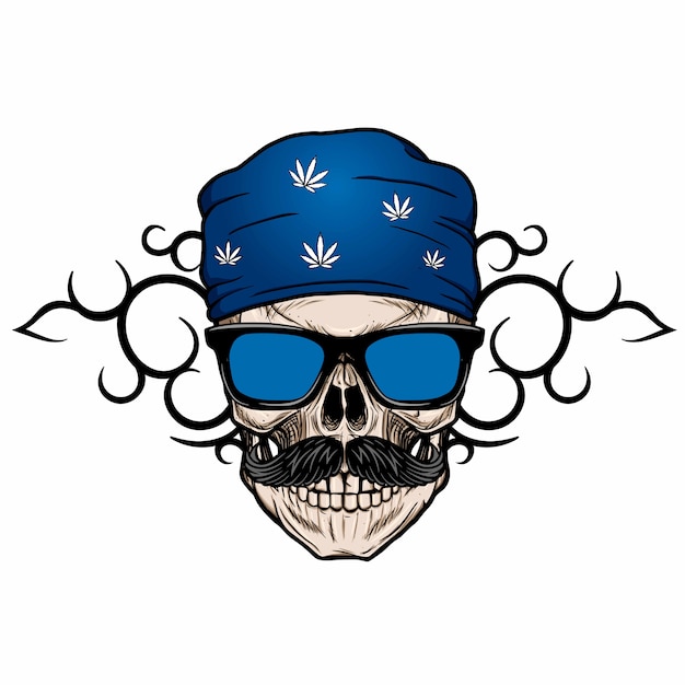 Vector biker hipster skull