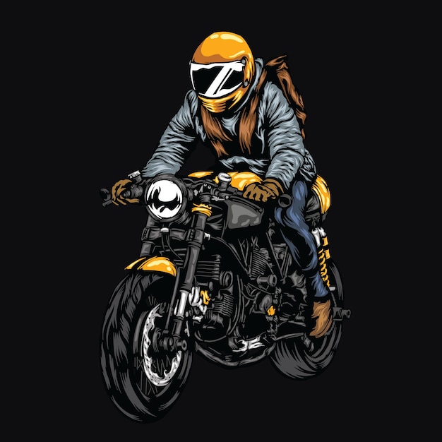 Vector biker illustratie op effen kleur