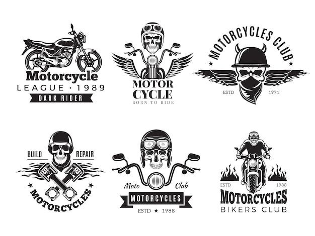 Vector biker labels set