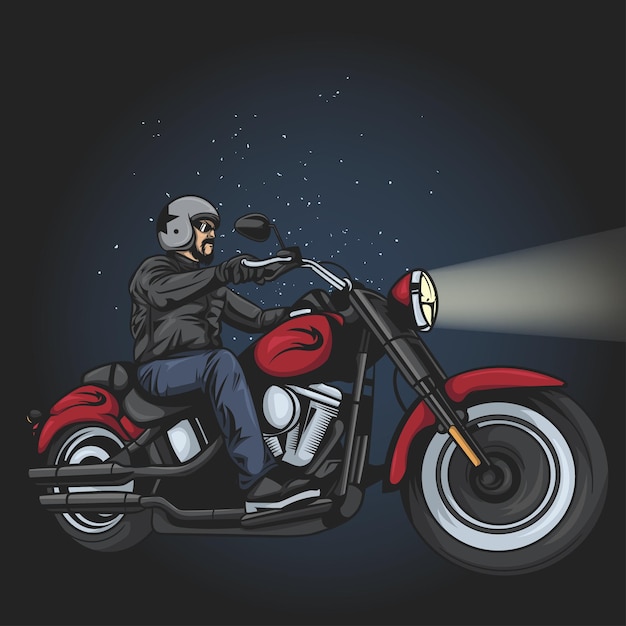 Motociclista su una moto illustrazione vettoriale disegnata a mano