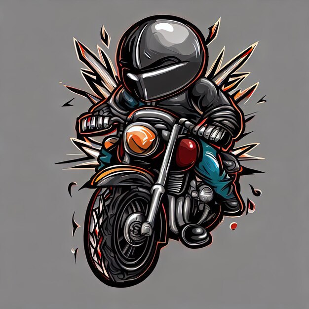 Biker Portrait Detailed Vector Illustration of a Rider