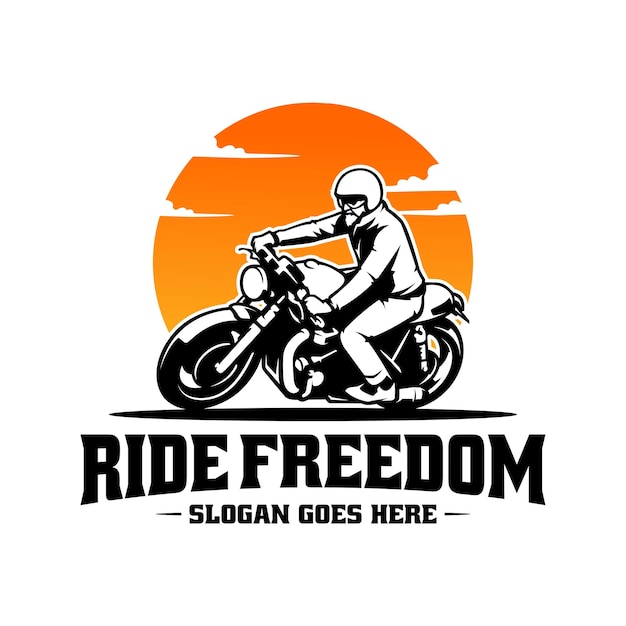 Biker riding adventure motorcycle illustration logo vector