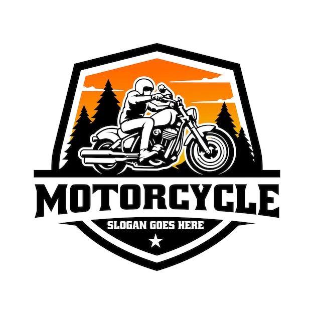 Biker riding moto illustrazione logo vettore isolato