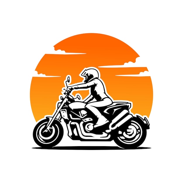 Biker riding motorcycle illustration vector isolated