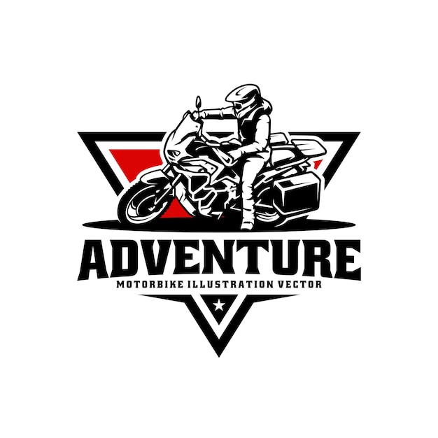 Biker rijden avontuur motor illustratie logo vector