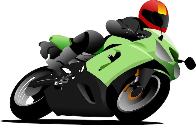 Biker on the road Vector illustration