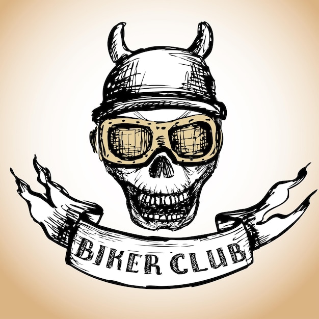 Vector biker tattoo or emblem hand drawn design elements vector illustration