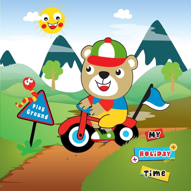 biker trip cartoon vector