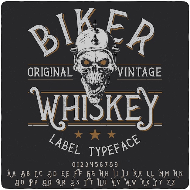 Biker whiskey label typeface