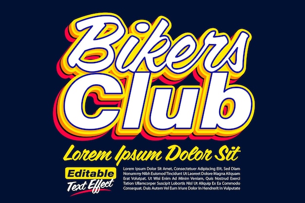 Vector bikers club bold pop text effect