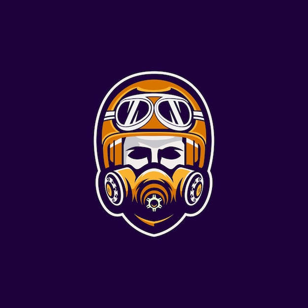 Vector bikers man with mask logo design