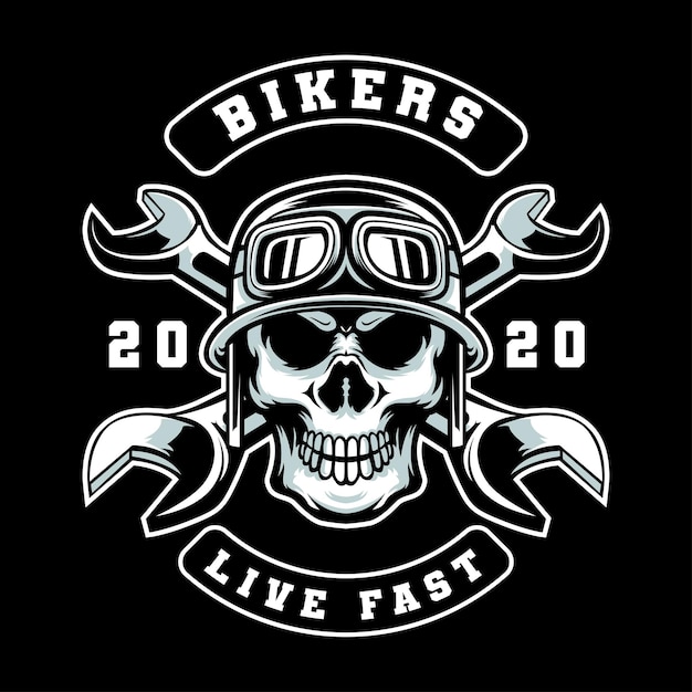 Bikers schedel embleem logo