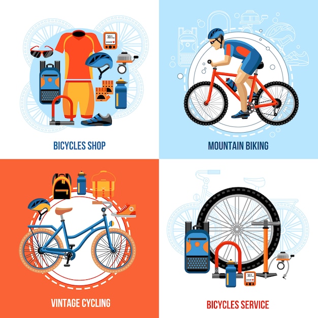 Vector biking elements and characters