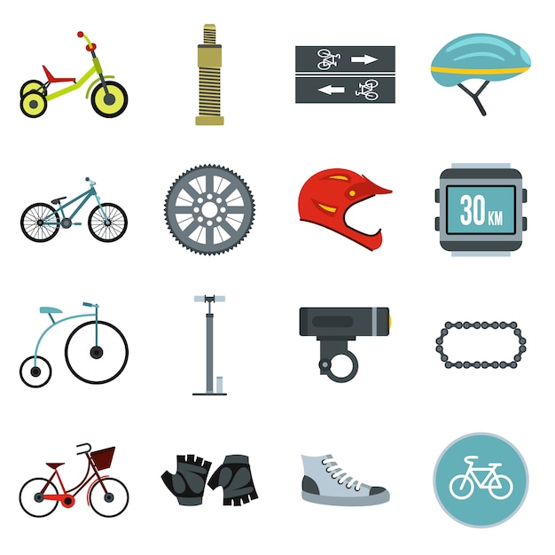 Biking icons set