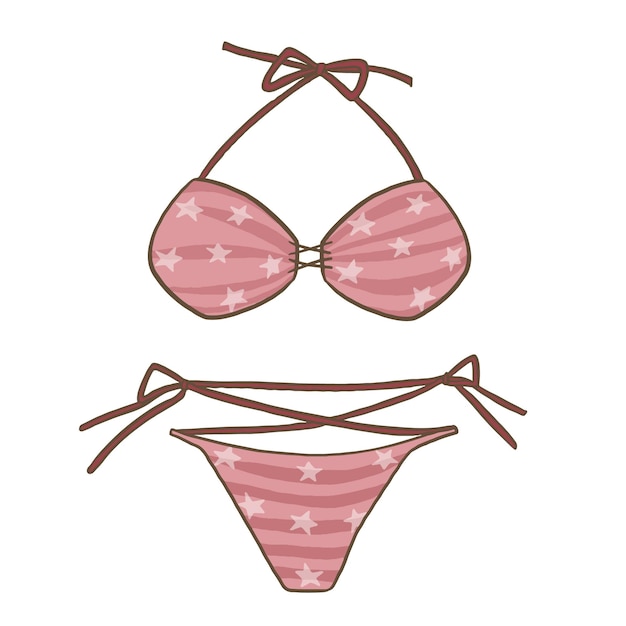 Vettore bikini rosa cartone animato sexy