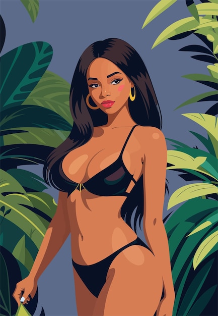 bikini girl model vector illustration