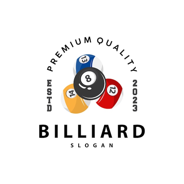 Biljart Logo minimalistisch ontwerp bal en stok symbool illustratie sjabloon