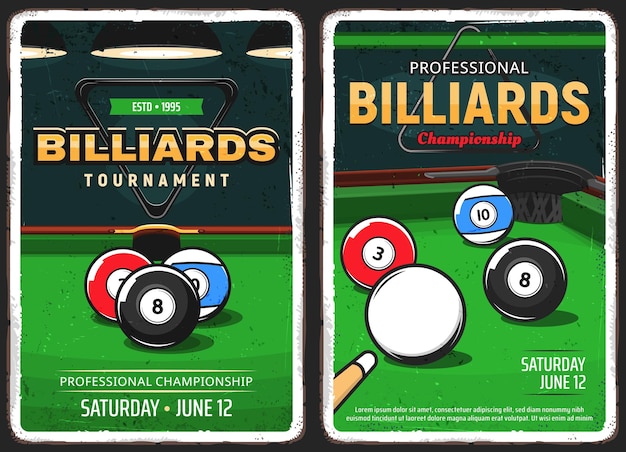 Biljart pool spel snooker kampioenschap posters