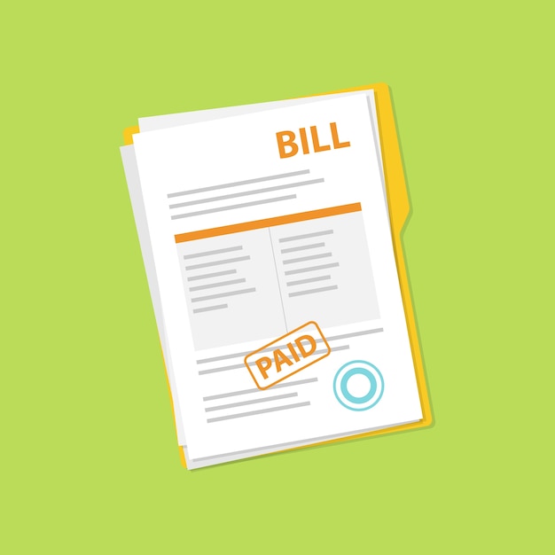 Vector bill document with folder.