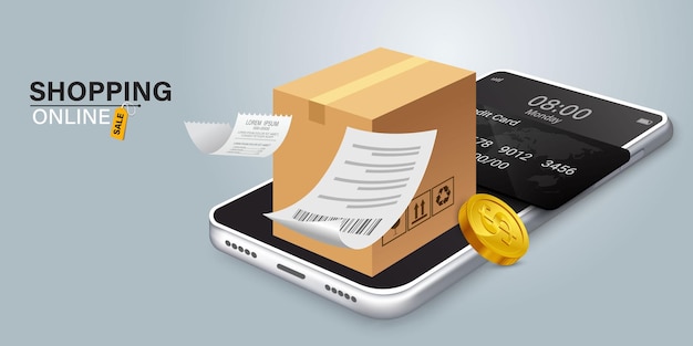 Bill of expenses is on mobile phonePay bills with mobile phoneOnline shopping spending