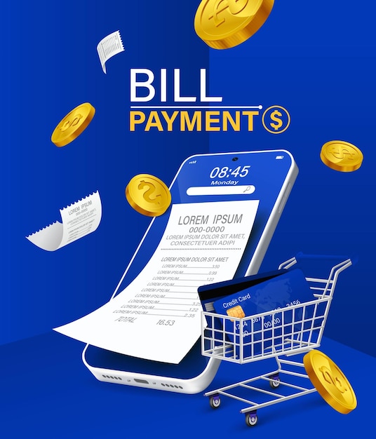 Bill of expenses is on mobile phonePay bills with mobile phoneOnline shopping spending