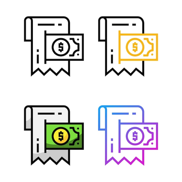 Bill icon design in vier variatiekleuren