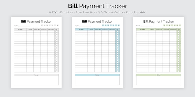 청구서 지불 추적기 및 로그북 디자인 템플릿