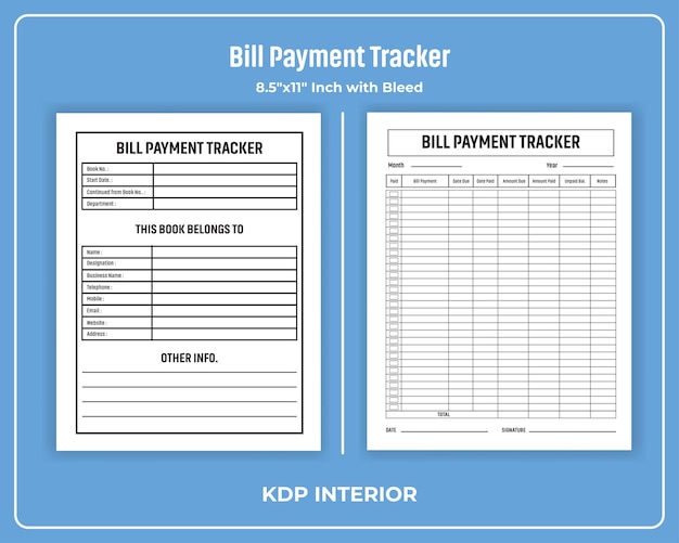 Vettore bill payment tracker kdp interior