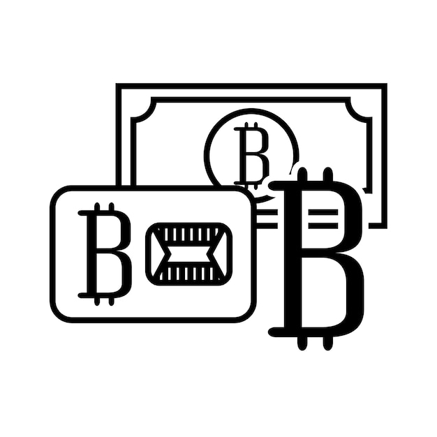 законопроект с биткойн значок на белом фоне. векторные иллюстрации