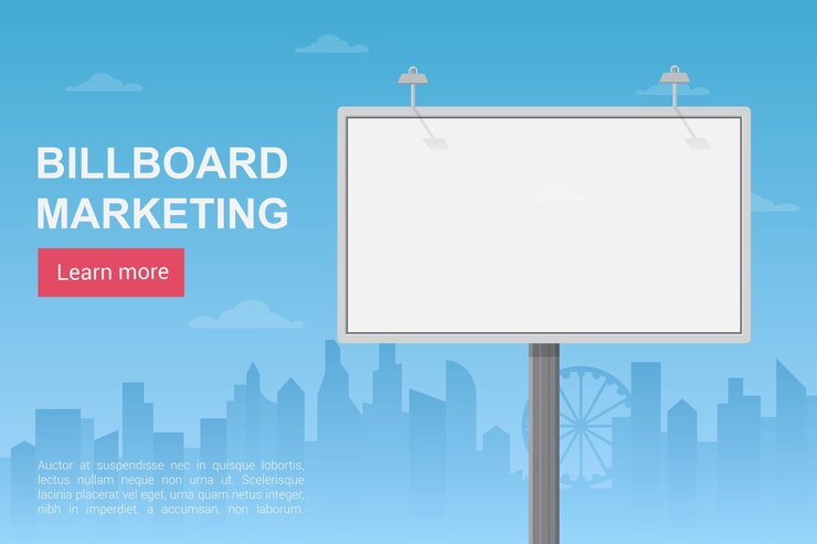 Vector billboard city marketing, public announcements, promotion service landing page template