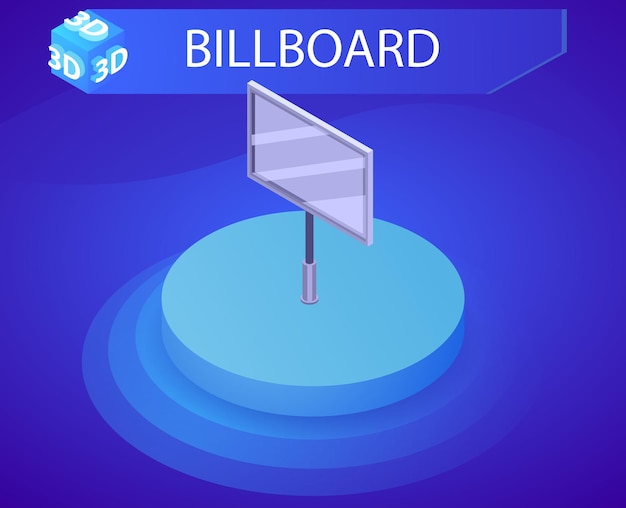 Billboard isometrisch ontwerp pictogram Vector web illustratie 3d kleurrijke concept