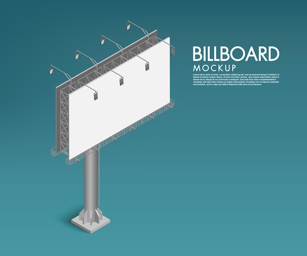 Billboard reclame isometrisch op de achtergrond voor sjabloonontwerp