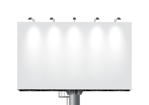 Billboardpaneel met verlichte lampen realistische vectorillustratie