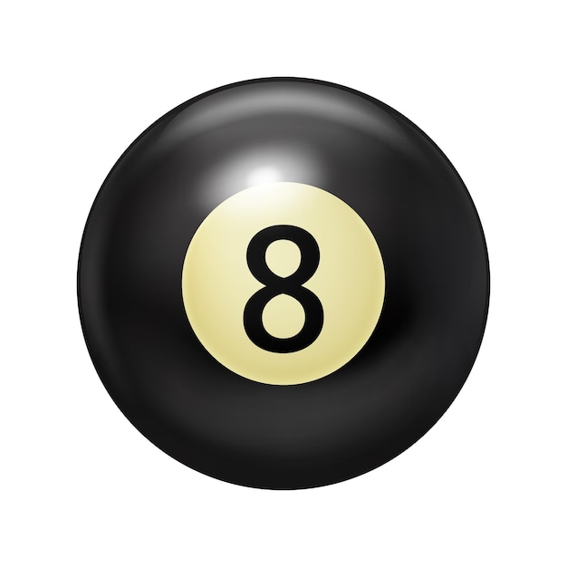 Вектор Бильярдный шар черного цвета с цифрой восемь. игра в бильярд.