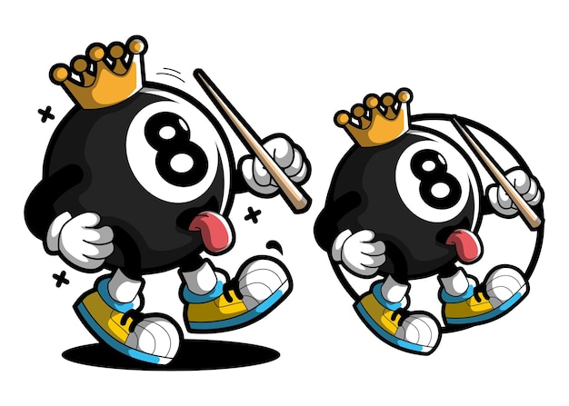 Billiard ball cartoon character mascot illustration