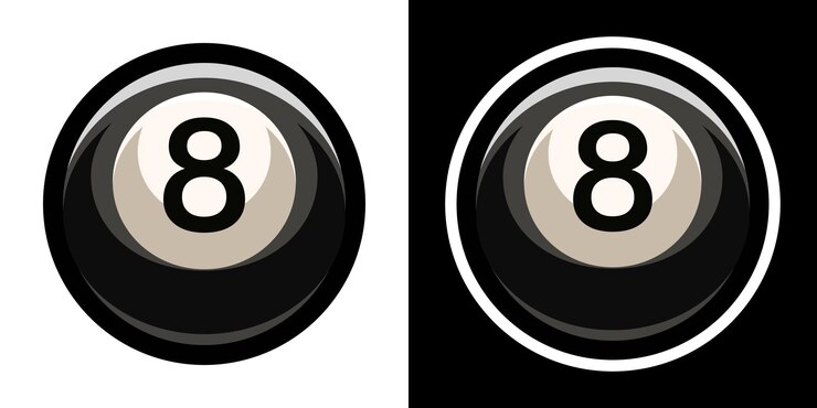ビリヤードボールのロゴ、数字の8の黒い色。 8.プールゲーム。スヌーカー。