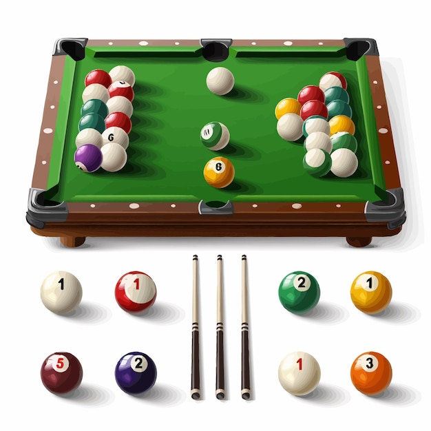 Vector billiard_balls_with_numbers_various_cues