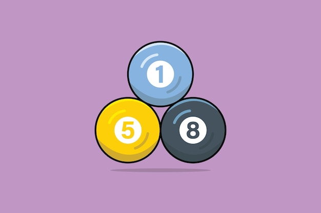 Vector billiard balls with numbers vector illustration. sport object icon concept.