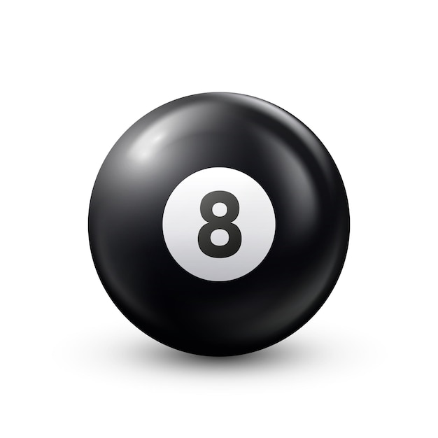 흰색 배경 벡터에 번호 8 스누커 또는 복권 공으로 당구 검은 풀 공