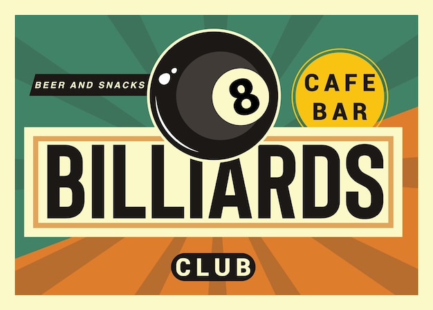 Billiard club poster design vector template