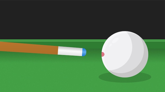 Billiard Cue Ball Aiming on Green Cloth Table EPS 10 Free Vector