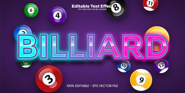 Billiard editable text effect in modern trend style