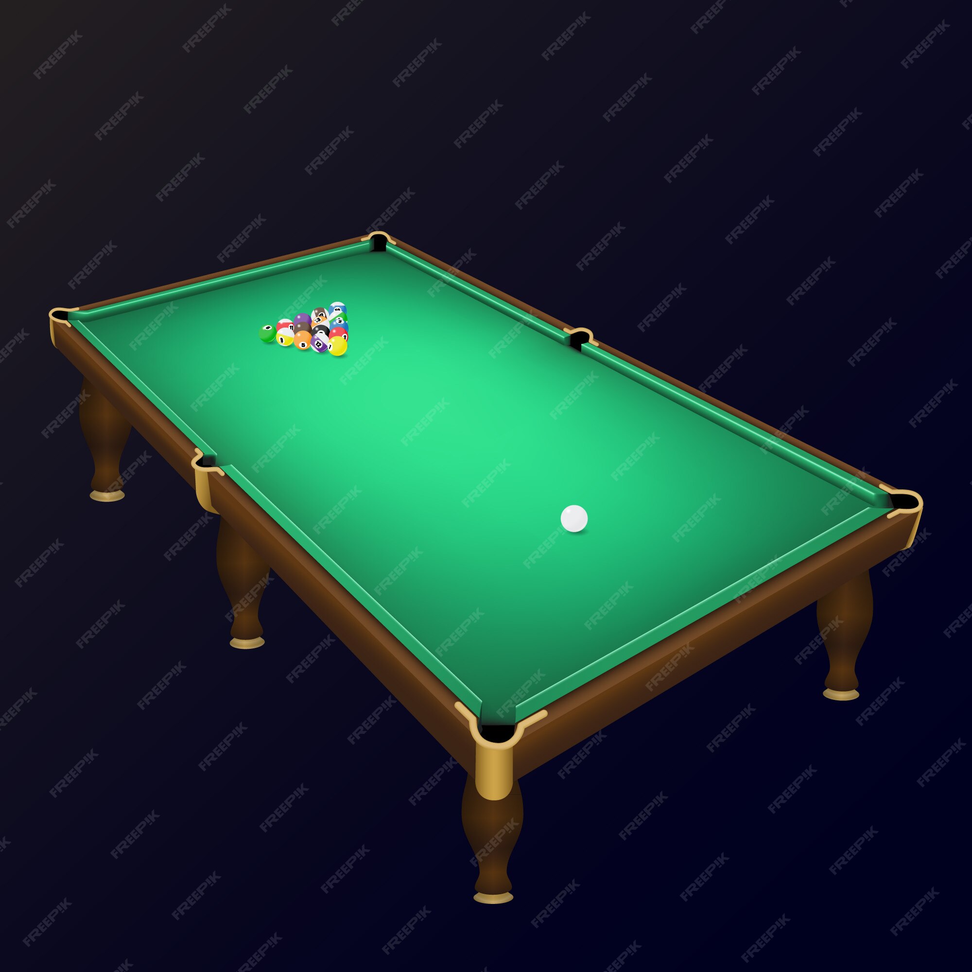 Pool table top view. Online billiard game green vector background