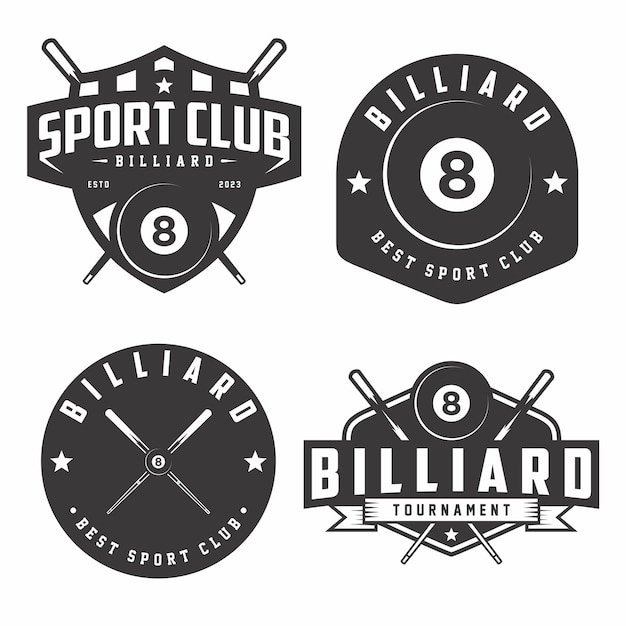 Vettore billiard logo collection emblema set collezioni billiard logo badge template bundle