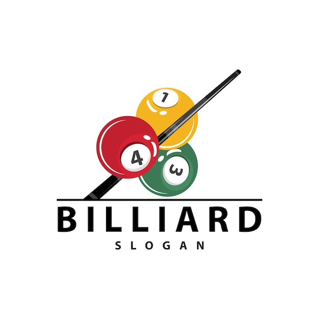 Billiard Logo Minimalist Design Ball and Stick Symbol Illustration Template