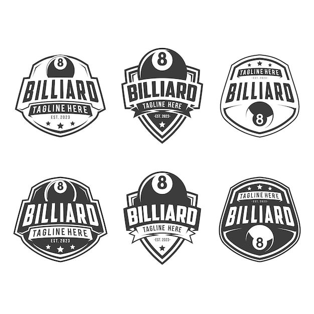 Billiard logo sport embleem set collectie Billiard vector illustratie